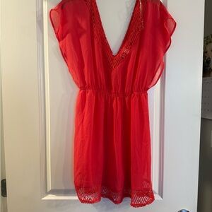 Peach V-Neck Swim Coverup